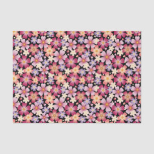 Dreamy Plum & Cherry Blossoms (Black) Floral Print Tissue Paper