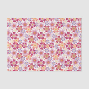 Dreamy Plum & Cherry Blossoms (White) Floral Print Tissue Paper