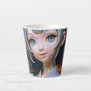 Dreamy Porcelain Anime Girl Latte Mug