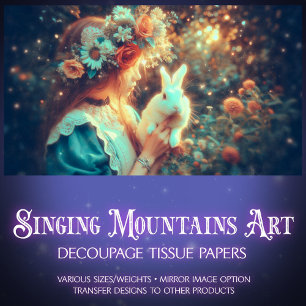 Dreamy Portrait Alice and White Rabbit Decoupage Tissue Paper