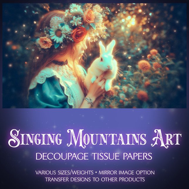 Dreamy Portrait Alice and White Rabbit Decoupage Tissue Paper (Creator Uploaded)