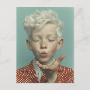 Dreamy Portrait of Child Blowing a Kiss Postcard
