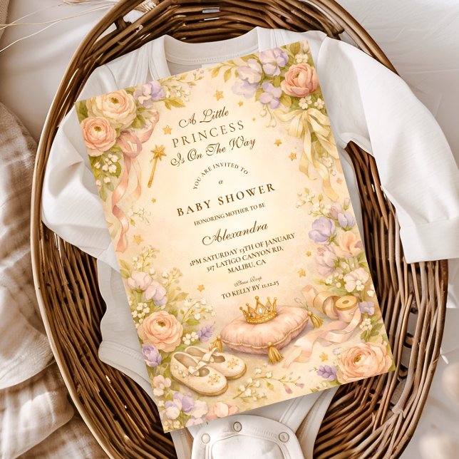 Dreamy Princess Star Baby Shower Invitation (Creator Uploaded)