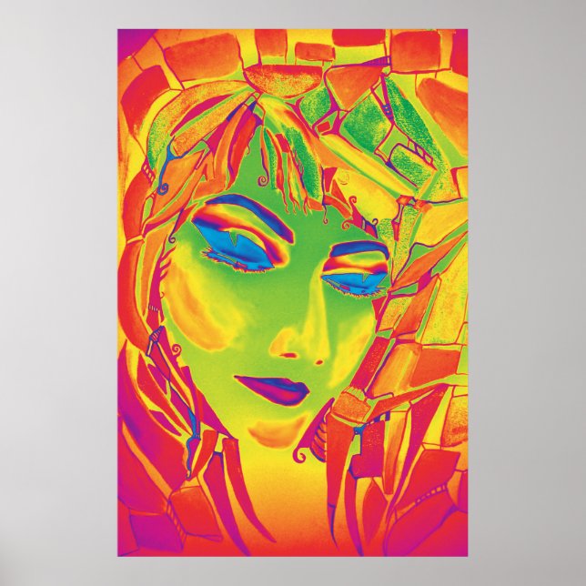 Dreamy Psychedelic Utopian Girl Poster (Front)