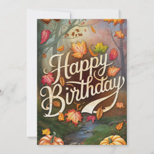 Dreamy Pumpkin Autumn Fall Happy Birthday Card