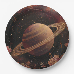 Dreamy Purple Cosmos Crystal Planet Paper Plate