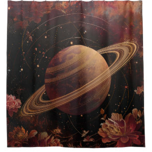 Dreamy Purple Cosmos Crystal Planet Shower Curtain