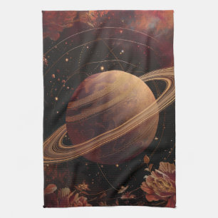 Dreamy Purple Cosmos Crystal Planet Tea Towel