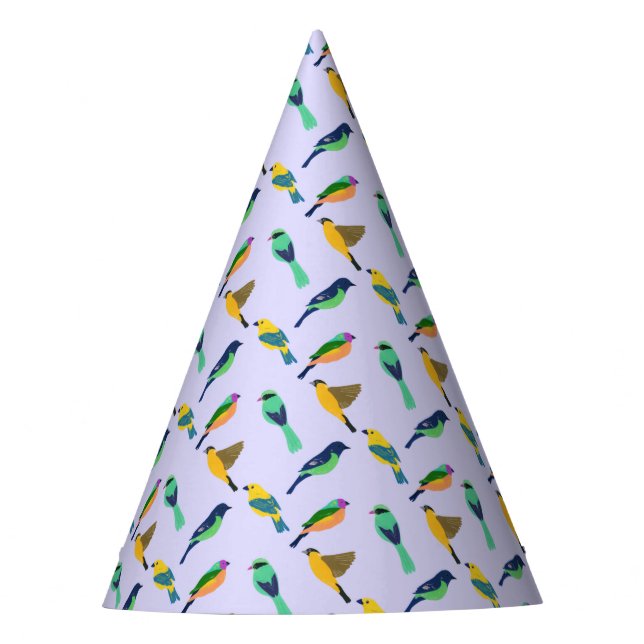 Dreamy Purple Sky Colourful Bird  Party Hat (Front)