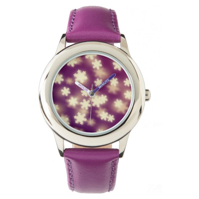 Dreamy Purple Snowflake Bokeh Lights Watch (Front)