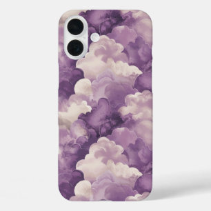 Dreamy Purple Watercolor Clouds iPhone 16 Plus Case