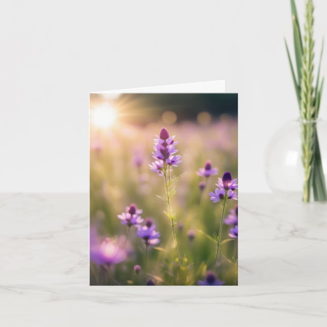 Dreamy Purple Wildflowers  Note Card (Front)