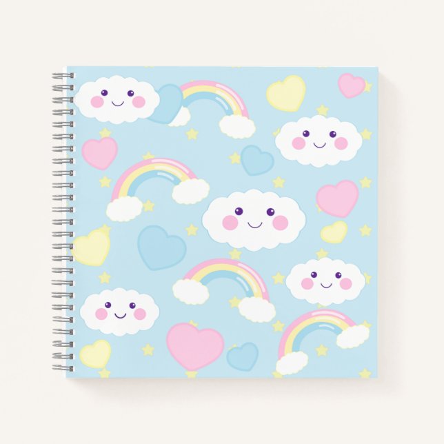 Dreamy Rainbow Cloud Spiral Notebook (Front)
