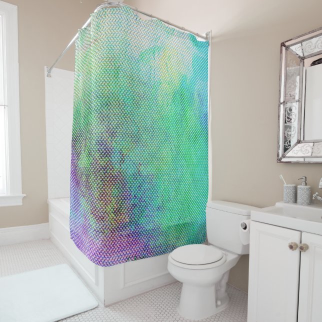 Dreamy Rainbow Gradient Abstract Design 1270 Shower Curtain (In Situ)