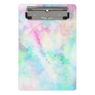 Dreamy Rainbow Pastel Watercolor Ink Swirl Mini Clipboard