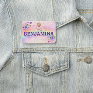 Dreamy Rainbow Sparkle Pink Floral Purple Name Tag