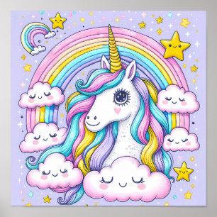 Dreamy Rainbow Unicorn – A Magical Nursery Poster