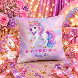 Dreamy Rainbow Unicorn Birthday Girl Keepsake Pill Cushion