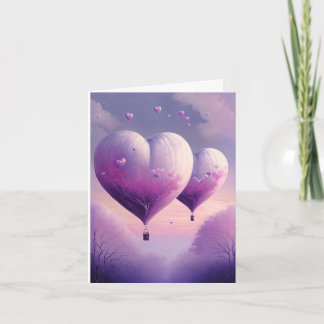 Dreamy Romantic Heart-Shaped Hot Air Balloon Card
