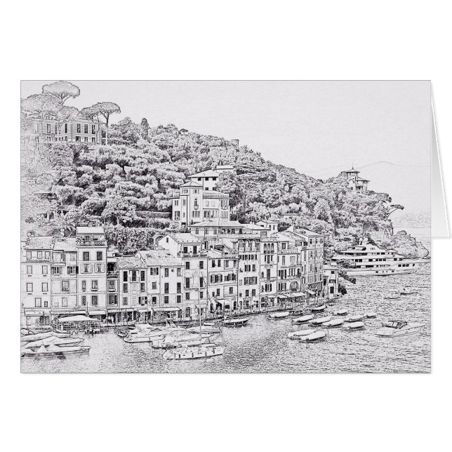 Dreamy Romantic Portofino, Italy Blank Inside Card (Front Horizontal)