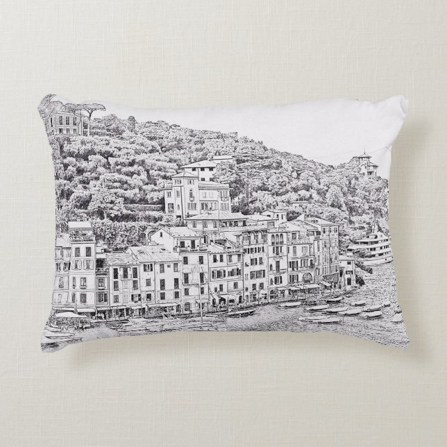 Dreamy Romantic Portofino, Italy Pillow (Front)