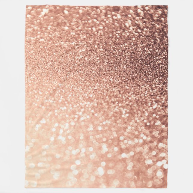 Dreamy Rose Gold Glitter - Peach Glittereffect Fleece Blanket (Front)