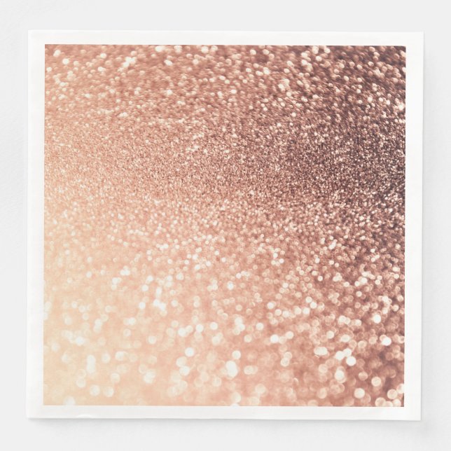 Dreamy Rose Gold Glitter - Peach Glittereffect Napkin (Front)