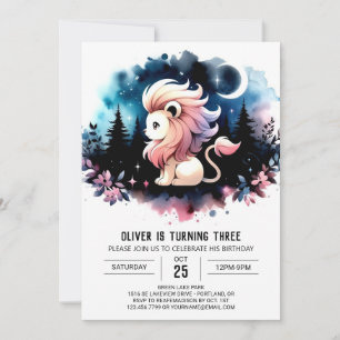 Dreamy Safari Lion Birthday Invitation