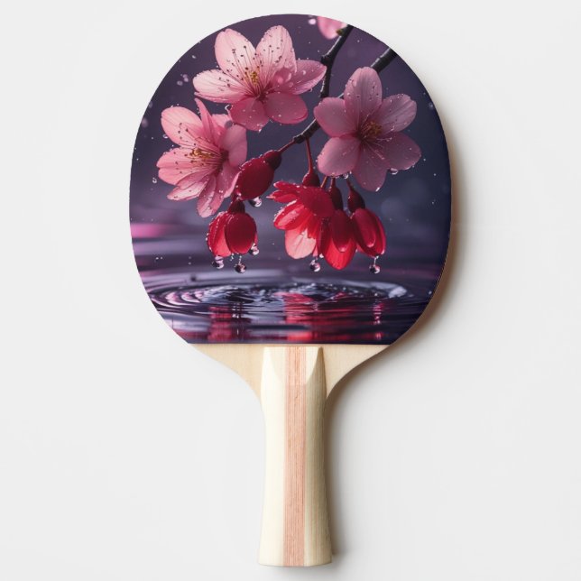 Dreamy Sakura Blossom Over Water – Japanese Cherry Ping Pong Paddle (Front)