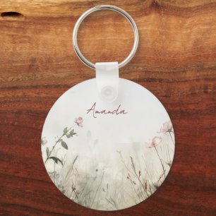 Dreamy Scene of Spring Flowers Key Ring