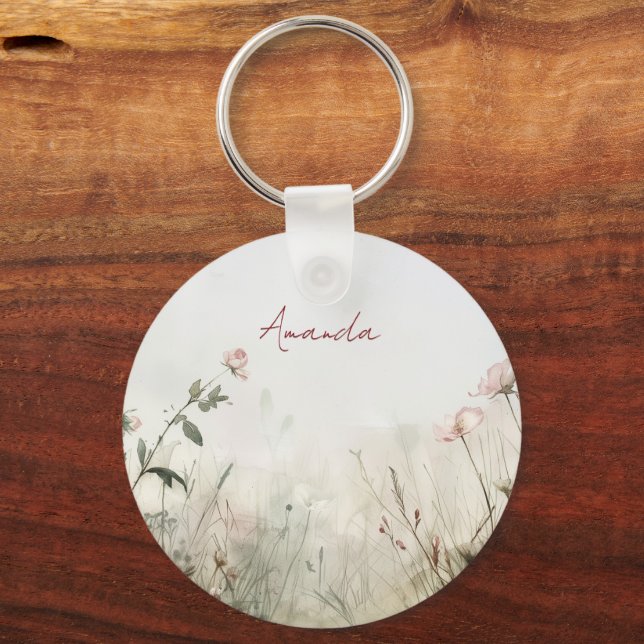 Dreamy Scene of Spring  Flowers Key Ring (Front)