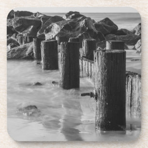 Dreamy Seawall Grayscale Coaster