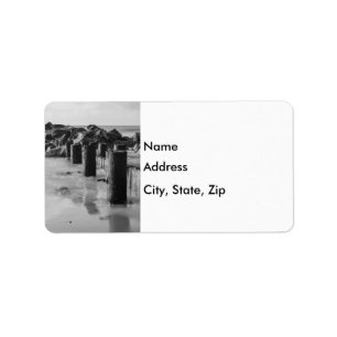 Dreamy Seawall Grayscale Label