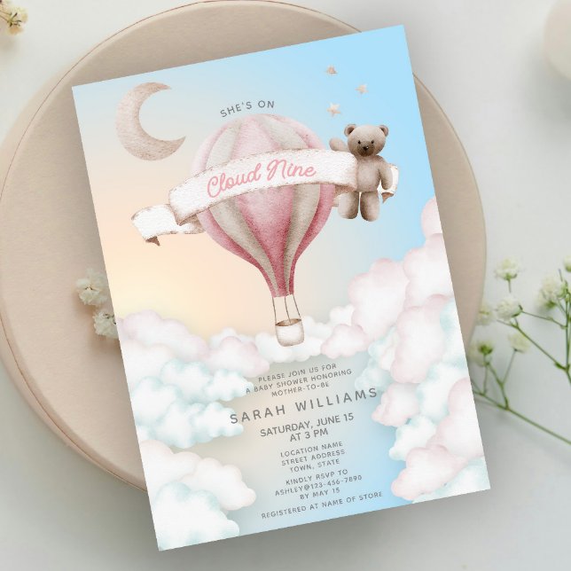 Dreamy She's On Cloud Nine Pastel Baby Shower Invitation (Creator Uploaded)