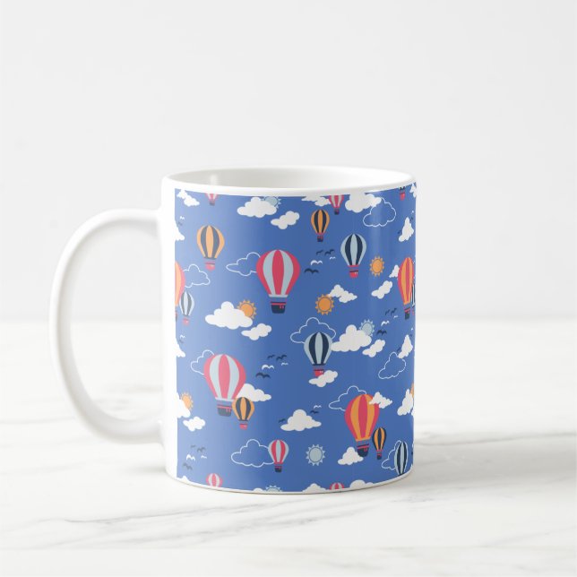 Dreamy Sky Adventure Cute Air Balloons Pattern Coffee Mug (Left)