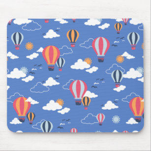 Dreamy Sky Adventure Cute Air Balloons Pattern Mouse Pad