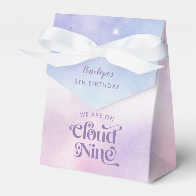 Dreamy Sky Cloud Nine 9th Birthday Favour Box (Front Side)