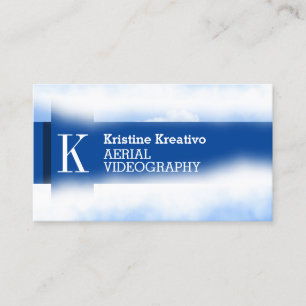 Dreamy sky clouds cover with stripes business card