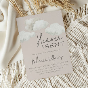 Dreamy Sky Heaven Sent Gender Neutral Baby Shower Invitation