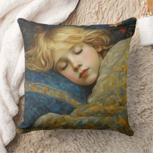 Dreamy Sleeping Child in Floral Quilt Cushion
