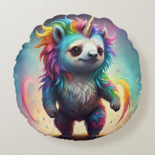 Dreamy Slothicorn: A Rainbow Baby Fantasy, Round Cushion