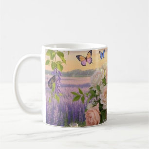 Dreamy, soft-focus scene of a lavish, Floral Coffee Mug