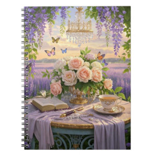 Dreamy, soft-focus scene of a lavish, Floral  Notebook