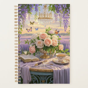 Dreamy, soft-focus scene of a lavish, Floral Planner