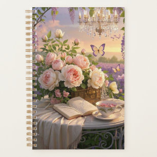 Dreamy, soft-focus scene of a lavish, Floral Planner