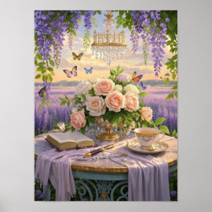 Dreamy, soft-focus scene of a lavish, Floral  Poster