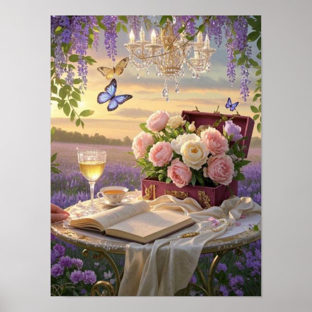 Dreamy, soft-focus scene of a lavish, Floral Poster (Front)