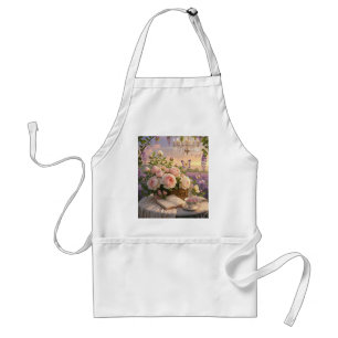 Dreamy, soft-focus scene of a lavish, Floral Standard Apron