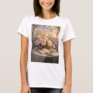 Dreamy, soft-focus scene of a lavish, Floral T-Shirt