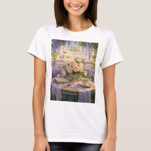 Dreamy, soft-focus scene of a lavish, Floral T-Shirt